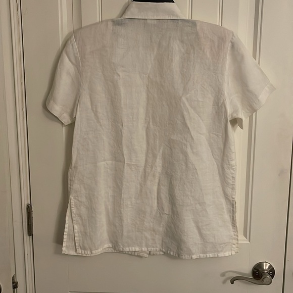 Jennifer‎ Eaen white women’s sz S short sleeve button up embroidery 💯 % RAMIE - Picture 6 of 9
